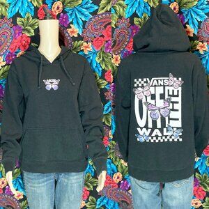 SUPER RARE ** VANS UNISEX BUTTERFLY HOODIE DISTRESSED BLACK SIZE MEDIUM SWEATER